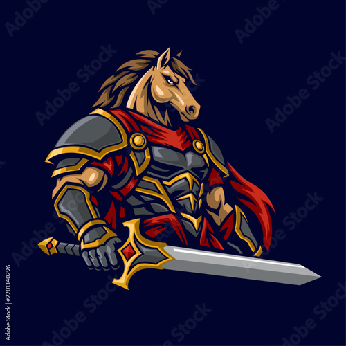 Horse Warrior Knight Mascot Vector