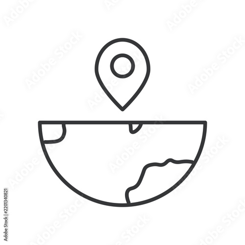 World Location Pin Icon. Editable stroke. Vector illustration