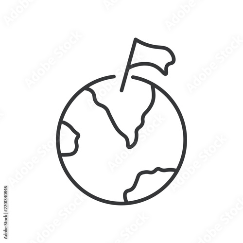 Globe Flag Icon. Editable stroke. Vector illustration