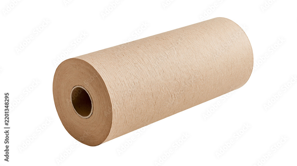 Fototapeta premium Large roll of brown kraft paper for industrial packaging and wrapping