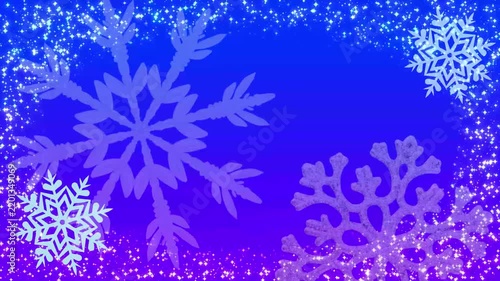 雪の結晶とキラキラ輝く粒子の冬・クリスマス オープニングアニメーション｜タイトルスペース付き
