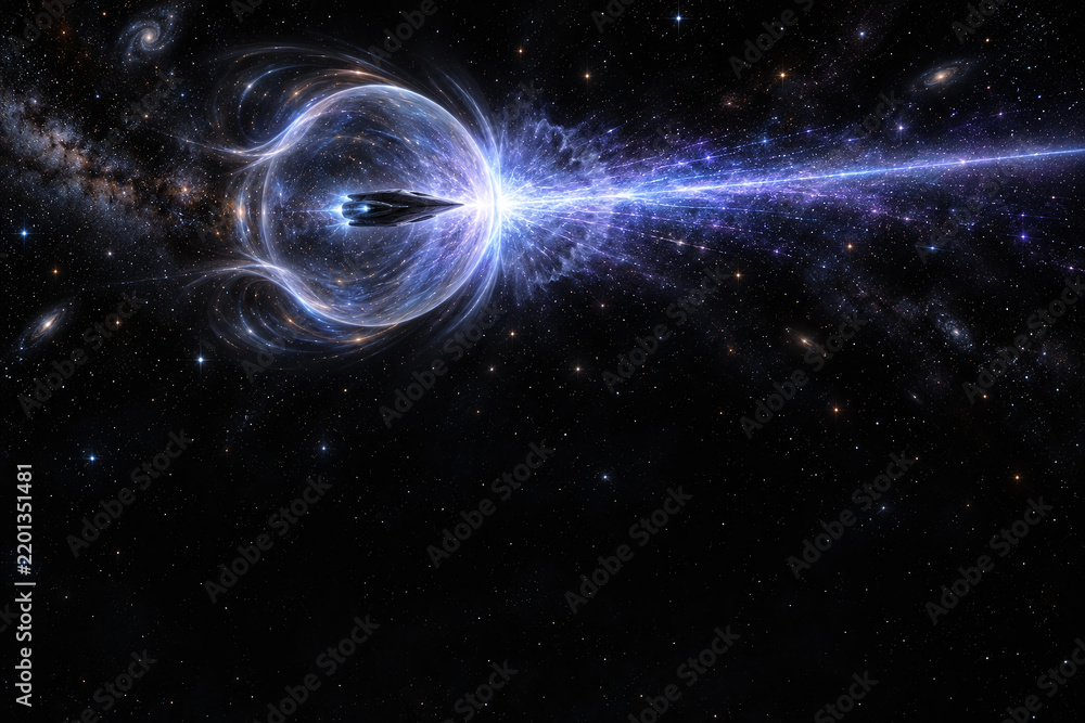 Fototapeta premium Warp Bubble Arrival Releases Hazardous Radiation Burst