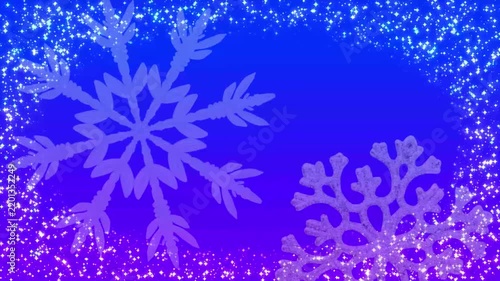Winter Snowflake Opening Animation with Glittering Particles and Copy Space