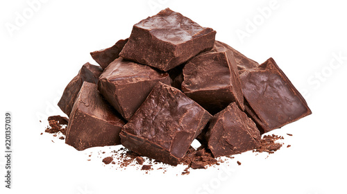 Canvastavla Dark chocolate chunks and broken pieces stacked in a pile