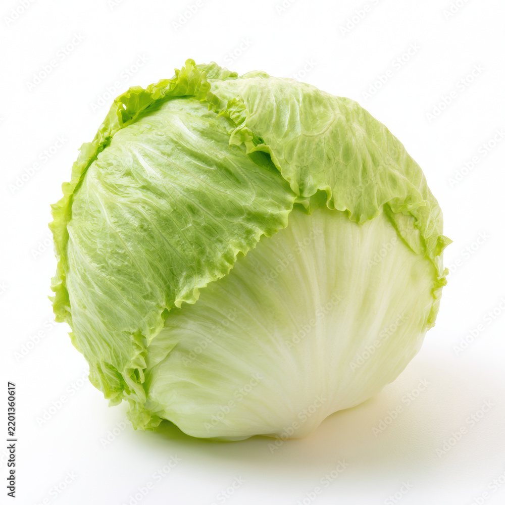Fototapeta premium Iceberg lettuce head crisp green fresh vegetable isolated studio shot