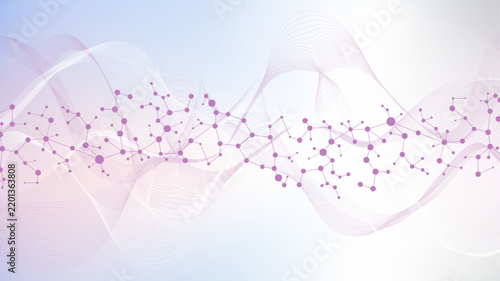 Structure molecule and communication Dna, atom, neurons. Science concept for your design. Connected lines with dots. Medical, technology, chemistry, science background. illustration.