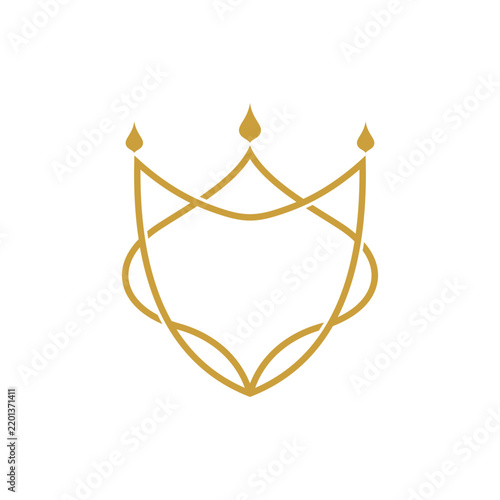 Luxury Golden Crown Shield Logo Vector