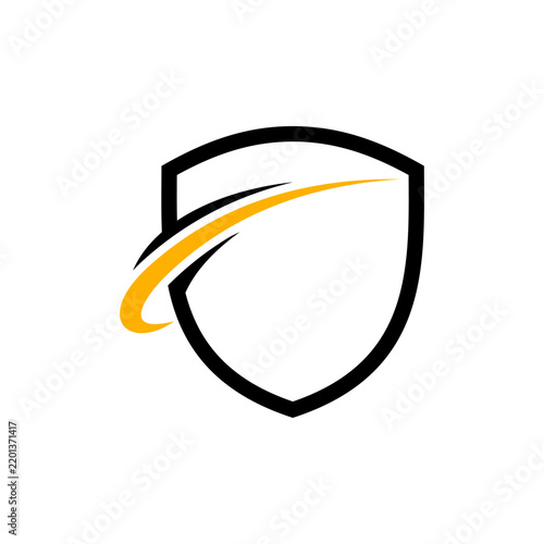 Modern Shield Swoosh Protection Logo Vector