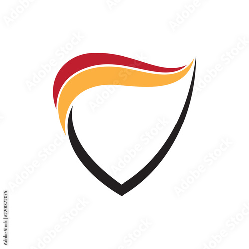 Abstract Flame Wave Shield Logo Vector