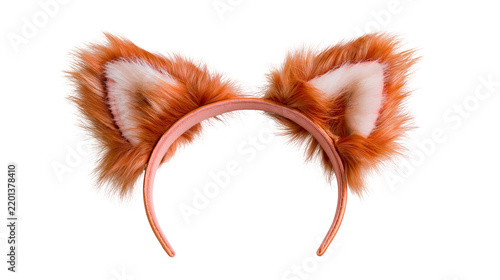 Obraz na płótnie Fluffy orange and white faux fur fox ears headband costume accessory