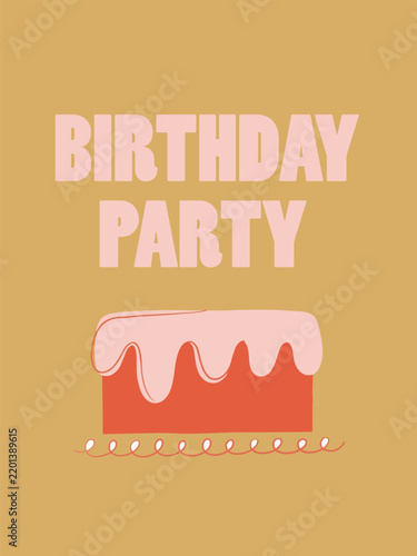 Hand-drawn cute cake illustration with 