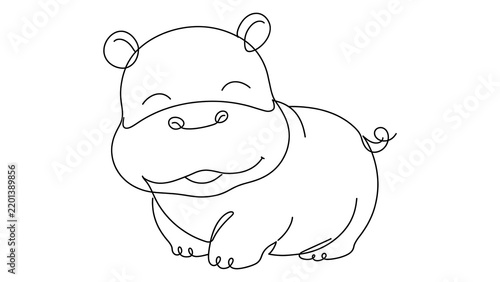 Smiling hippopotamus white background.
