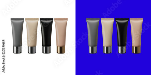 Cosmetic beauty cream tubes set with different colors transparent png