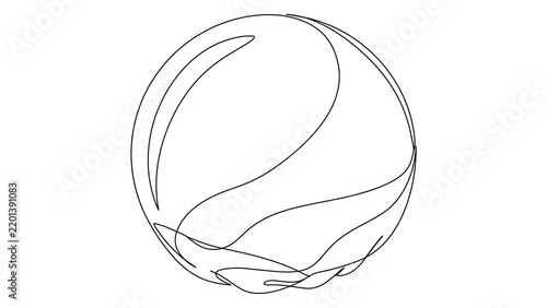 Simple line drawing basketball white background.