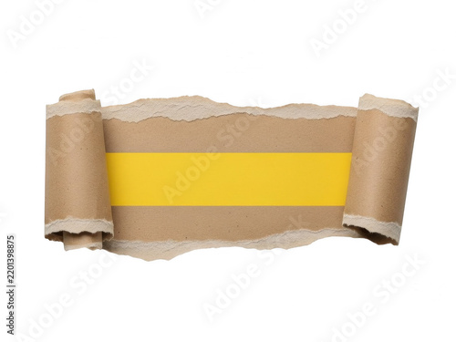 Yellow scroll with rolled parchment paper texture