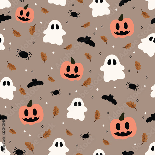 Cute Halloween seamless pattern with cute ghosts