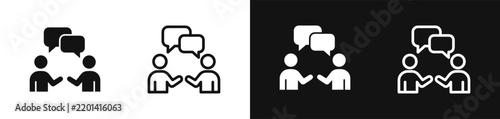 People talking icon set, communication and discussion symbols