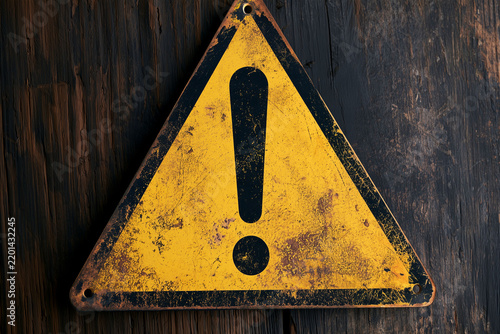 Yellow triangular warning sign with a black exclamation mark.