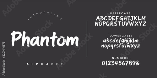 Phantom Alphabet Dark Grunge Brush Display Font Typography Vector Illustration Template