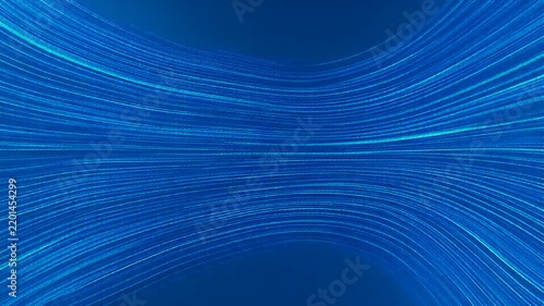Flowing Blue and Cyan Digital Data Stream with Glowing Particles