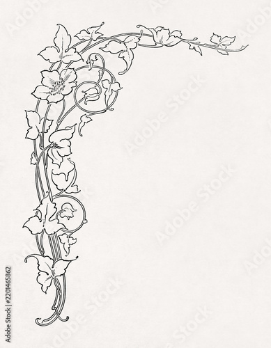 Art Nouveau decorative corner border featuring stylized flowers and vines