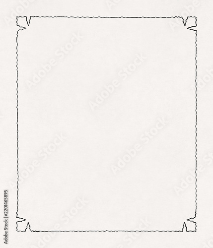 Irregular vertical frame with folded paper corners in the Art Nouveau style