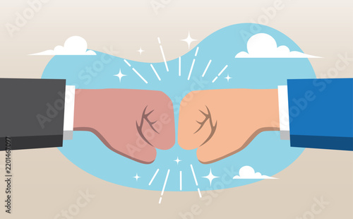 Two Hands Fist Bump—Partnership, Agreement and Teamwork Success Concept