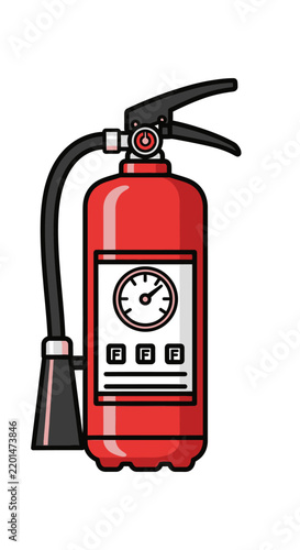 Red Fire Extinguisher with Pressure Gauge - Safety Equipment Icon Vector Illustration