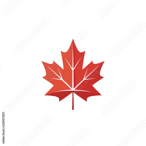 Red Maple Leaf Icon, Canadian Symbol, Autumn Nature Element, Clean Design