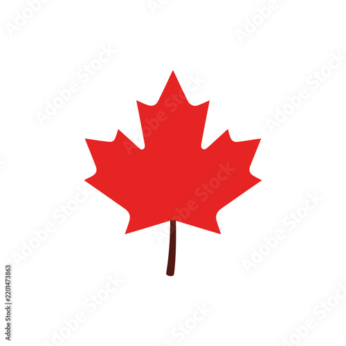 Red Maple Leaf Icon, Symbol of Canada, Simple Vector Graphic, Isolated on White Background