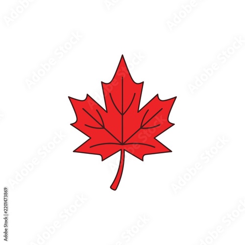 Red Maple Leaf Icon - Canadian Symbol, Autumn Leaf, Simple Vector Graphic