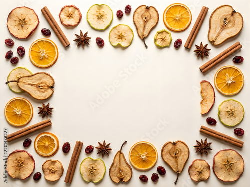 Dried fruit and spices decorative arrangement