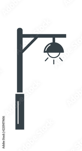 Simple Street Light Post Icon Silhouette, Urban Lighting Element, Outdoor Illumination Symbol