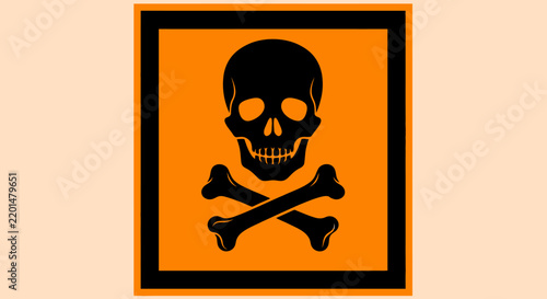 Skull and Crossbones Warning Symbol, Danger Sign, Toxic Hazard Alert, Vector Illustration