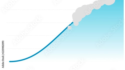 An animation of a rocket launching upwards, accompanied by an upward trend graph and smoke effects, set against a white background.
