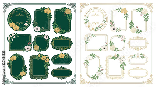 Elegant Floral Frames & Borders Set, Decorative Vintage Design Elements