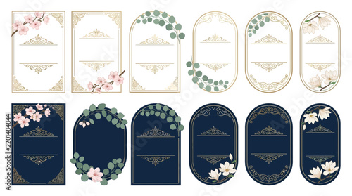 Elegant Floral Decorative Frames and Borders Collection, Transparent Background