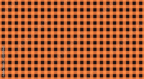 Orange gingham pattern seamless vector background, retro check plaid texture for picnic and tablecloth fabric.