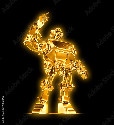 goldfarbener humanoider Roboter zeigend