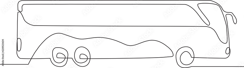 Obraz premium Minimalist Bus One Line Drawing, Continuous Line Vehicle Illustration