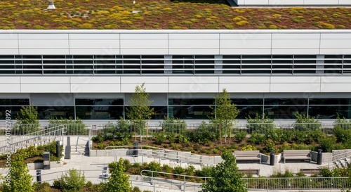 Modern office building green roof.