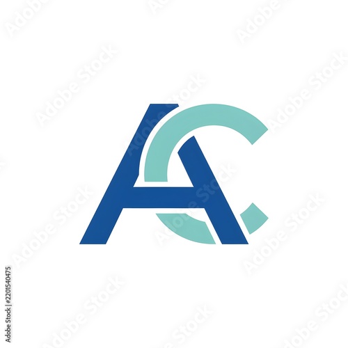 AC monogram logo with blue letter A and turquoise letter C