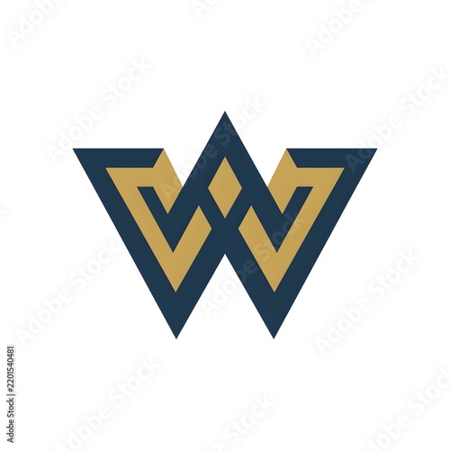 Abstract letter W geometric logo design on white background