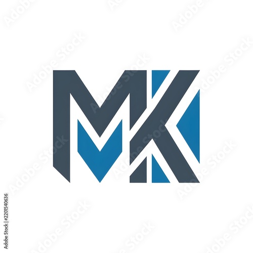Modern MK letter logo design concept on white background