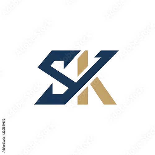 SK monogram logo design with dark blue and gold letters