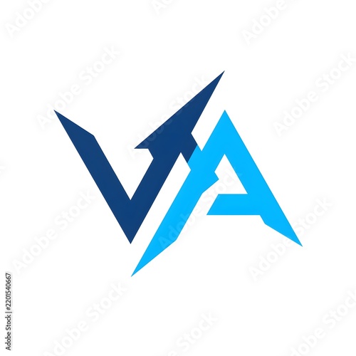 VA letter logo design in blue colors isolated on white background