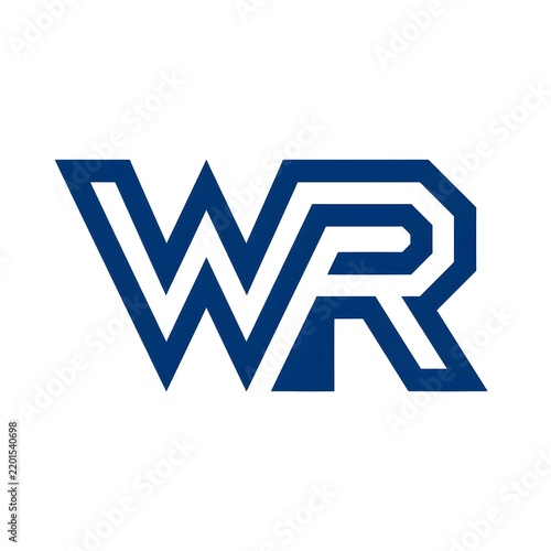 WR initial letter logo monogram blue design