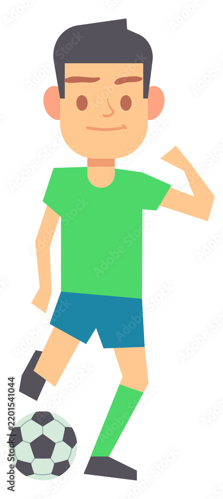 Fototapeta premium Soccer player kick ball. Sport game mascot