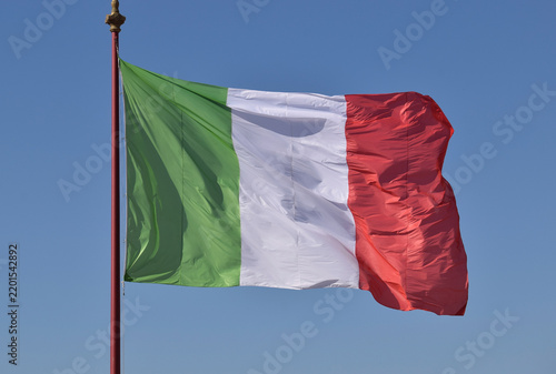flag of italy tricolor green, white, red on the blue sky