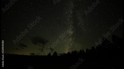 Time lapse of Milky Way stars and clouds moving across the night sky